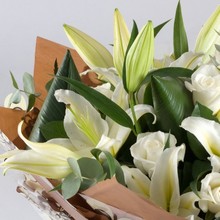 White Rose and Lily Luxury Bouquet in water